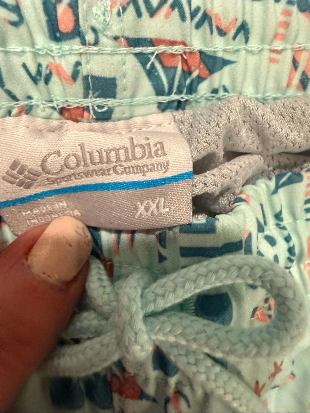 Men's Aqua Patterned Swim Bermudas with Drawstring